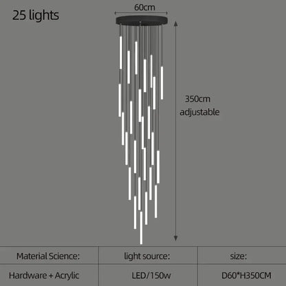 Verthara Premium Rotating Linear Acrylic Staircase Chandelier