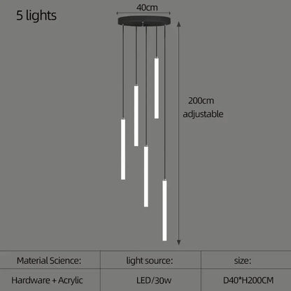 Verthara Premium Rotating Linear Acrylic Staircase Chandelier