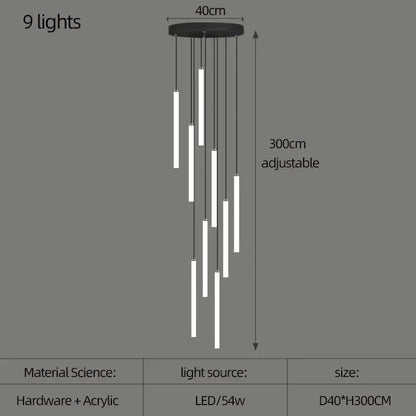 Verthara Premium Rotating Linear Acrylic Staircase Chandelier