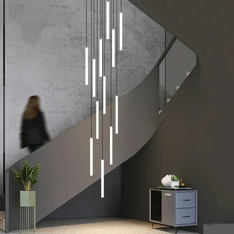 Verthara Premium Rotating Linear Acrylic Staircase Chandelier