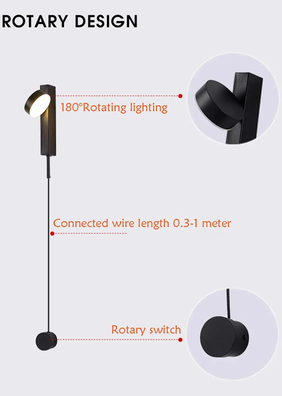Verthara Premium Rotating Wall Light with Rotary Switch