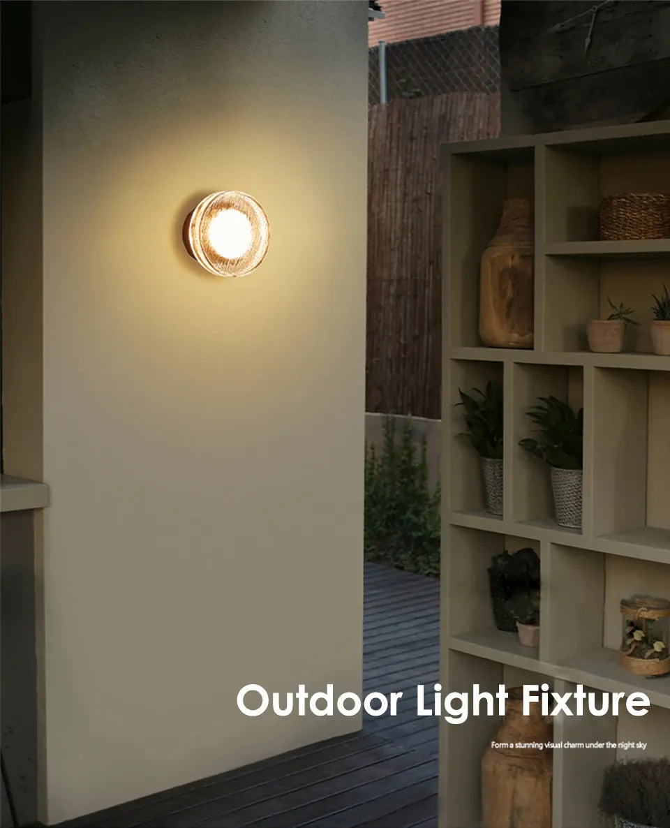 Verthara Premium Round Black Outdoor LED Wall Sconce