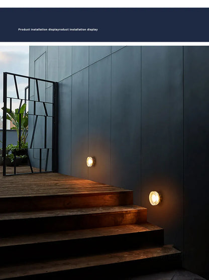 Verthara Premium Round Black Outdoor LED Wall Sconce