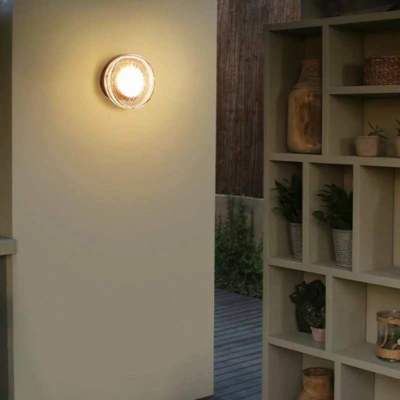 Verthara Premium Round Black Outdoor LED Wall Sconce