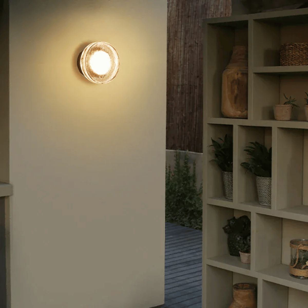 Verthara Premium Round Black Outdoor LED Wall Sconce