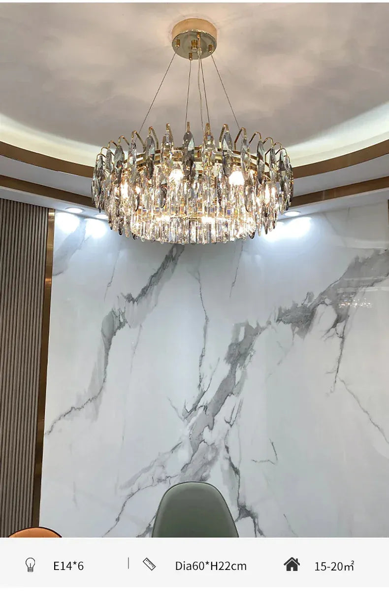 Verthara Premium Round Crystal Ceiling Chandelier