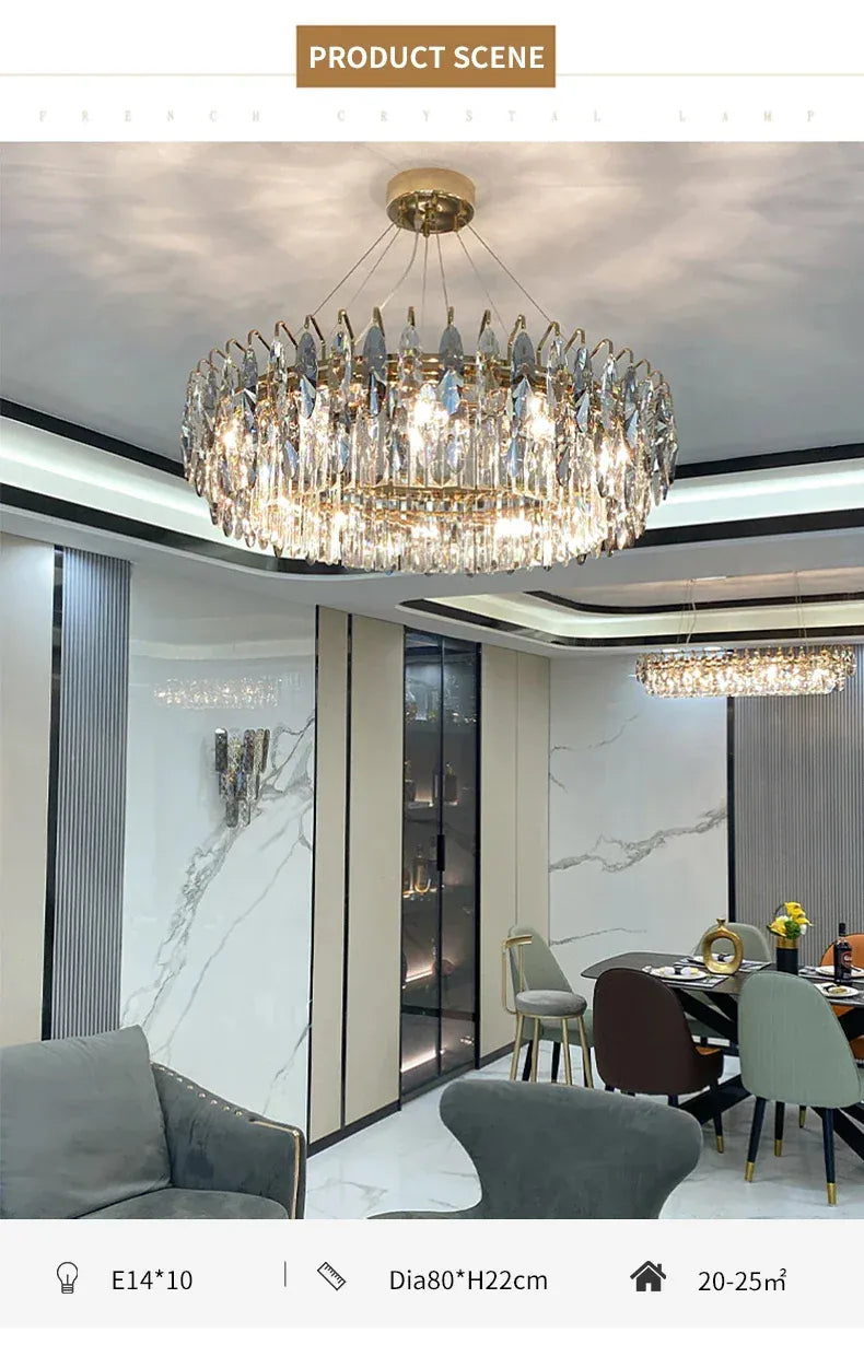 Verthara Premium Round Crystal Ceiling Chandelier