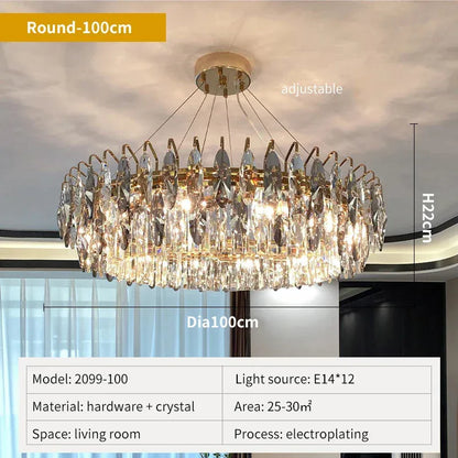Verthara Premium Round Crystal Ceiling Chandelier D100cm