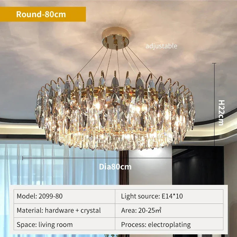 Verthara Premium Round Crystal Ceiling Chandelier D80cm