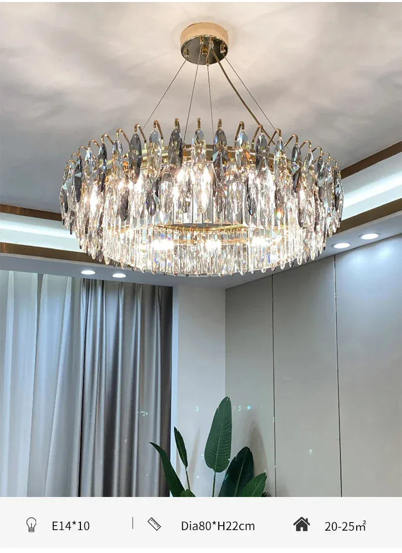 Verthara Premium Round Crystal Ceiling Chandelier