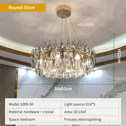 Verthara Premium Round Crystal Ceiling Chandelier D50cm