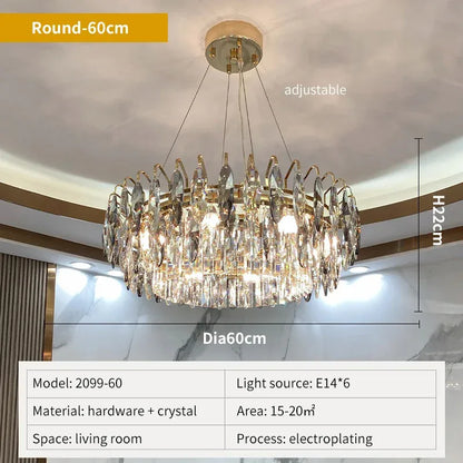 Verthara Premium Round Crystal Ceiling Chandelier D60cm