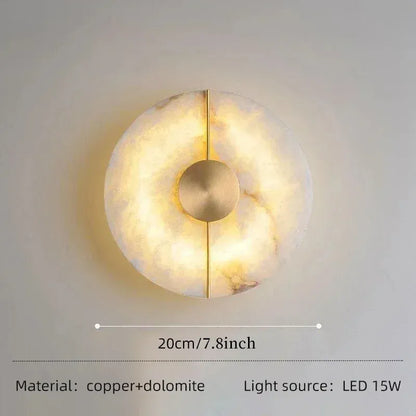 Verthara Premium Round Marble LED Wall Sconce D20cm gold