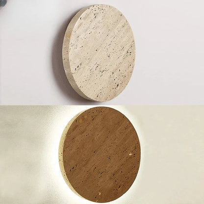 Verthara Premium Round Travertine Stone Outdoor Wall Light