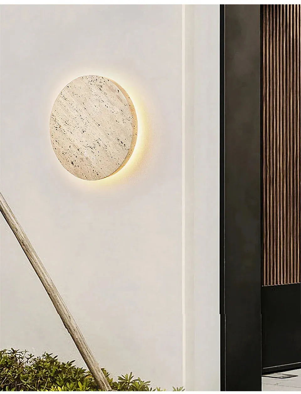 Verthara Premium Round Travertine Stone Outdoor Wall Light