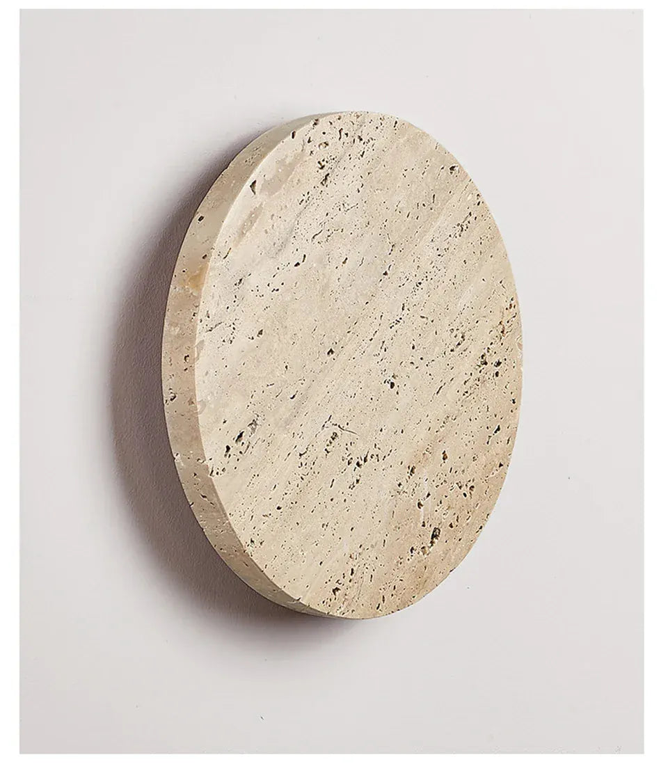 Verthara Premium Round Travertine Stone Outdoor Wall Light