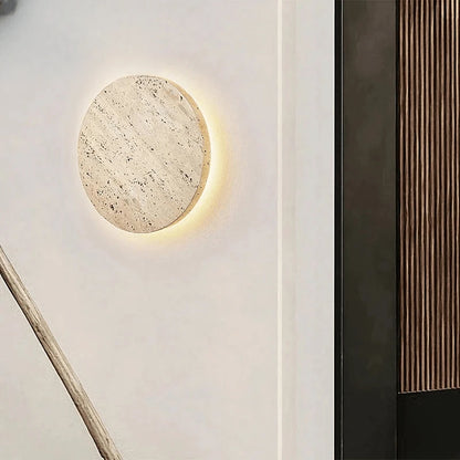 Verthara Premium Round Travertine Stone Outdoor Wall Light