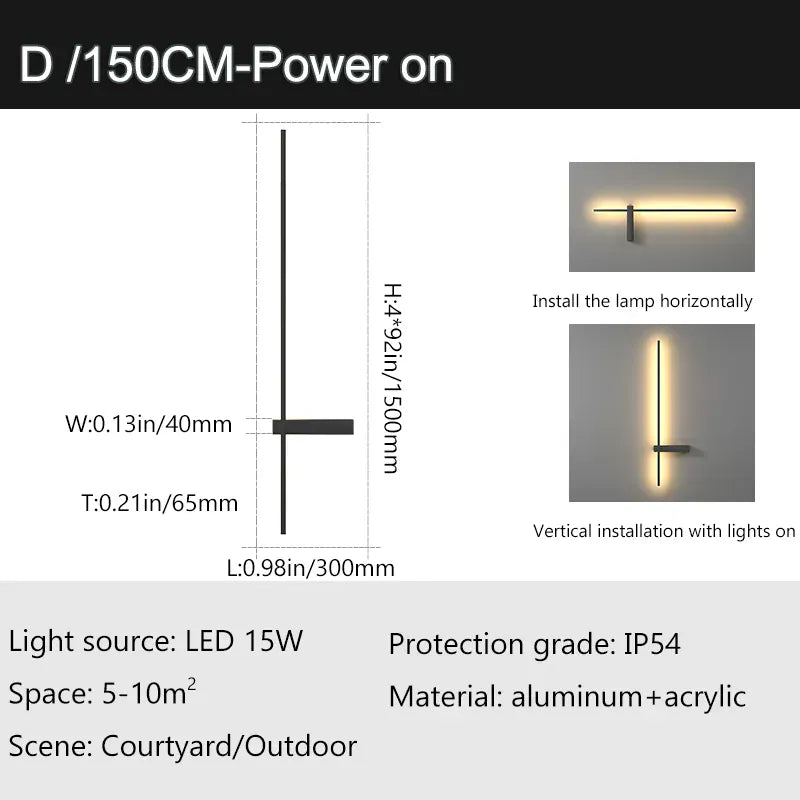 Verthara Premium Slim Linear Outdoor Wall Sconce