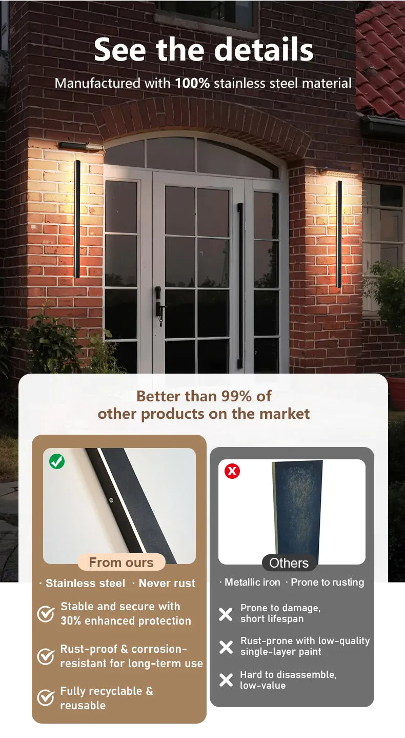 Verthara Premium Smart Dimmable Stainless Steel Outdoor Sconce