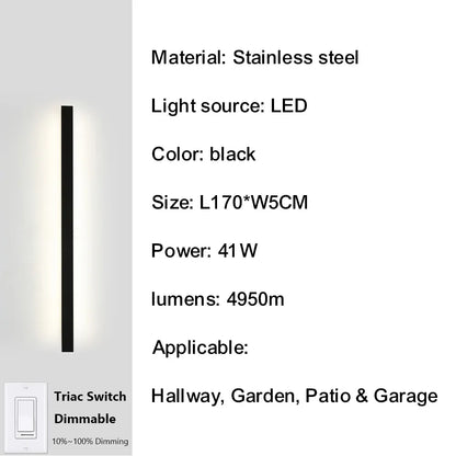 Verthara Premium Smart Outdoor Wall Light with Triac Dimming, IP67 Waterproof Stainless Steel Lantern for Garden and Porch 170cm-41W-IP67 / Neutral dimming
