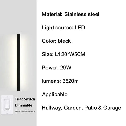 Verthara Premium Smart Outdoor Wall Light with Triac Dimming, IP67 Waterproof Stainless Steel Lantern for Garden and Porch 120cm-29W-IP67 / Neutral dimming