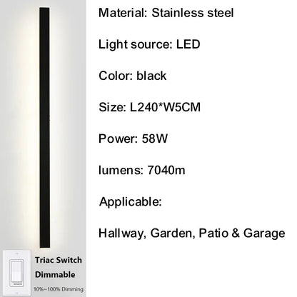 Verthara Premium Smart Outdoor Wall Light with Triac Dimming, IP67 Waterproof Stainless Steel Lantern for Garden and Porch 240cm-58W-IP67 / Neutral dimming