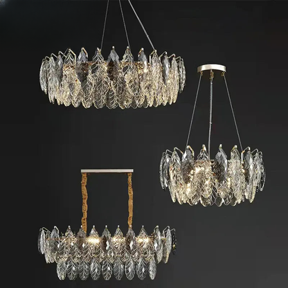 Verthara Premium Smoky Grey Crystal Round Pendant Chandelier