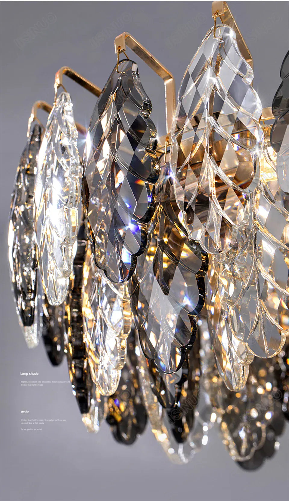Verthara Premium Smoky Grey Crystal Round Pendant Chandelier