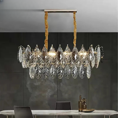Verthara Premium Smoky Grey Crystal Round Pendant Chandelier