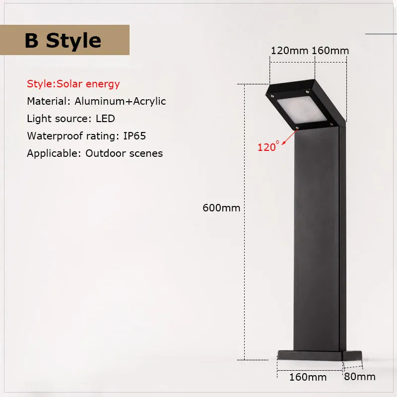 Verthara Premium Solar Aluminium Pathway Garden Lamp B style / cool white