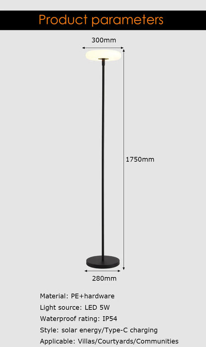 Verthara Premium Solar Cordless Outdoor Floor Lamp