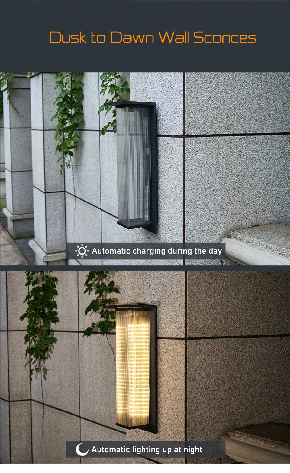 Verthara Premium Solar Dusk-to-Dawn Porch Wall Lantern H60cm