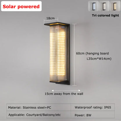 Verthara Premium Solar Dusk-to-Dawn Porch Wall Lantern H60cm