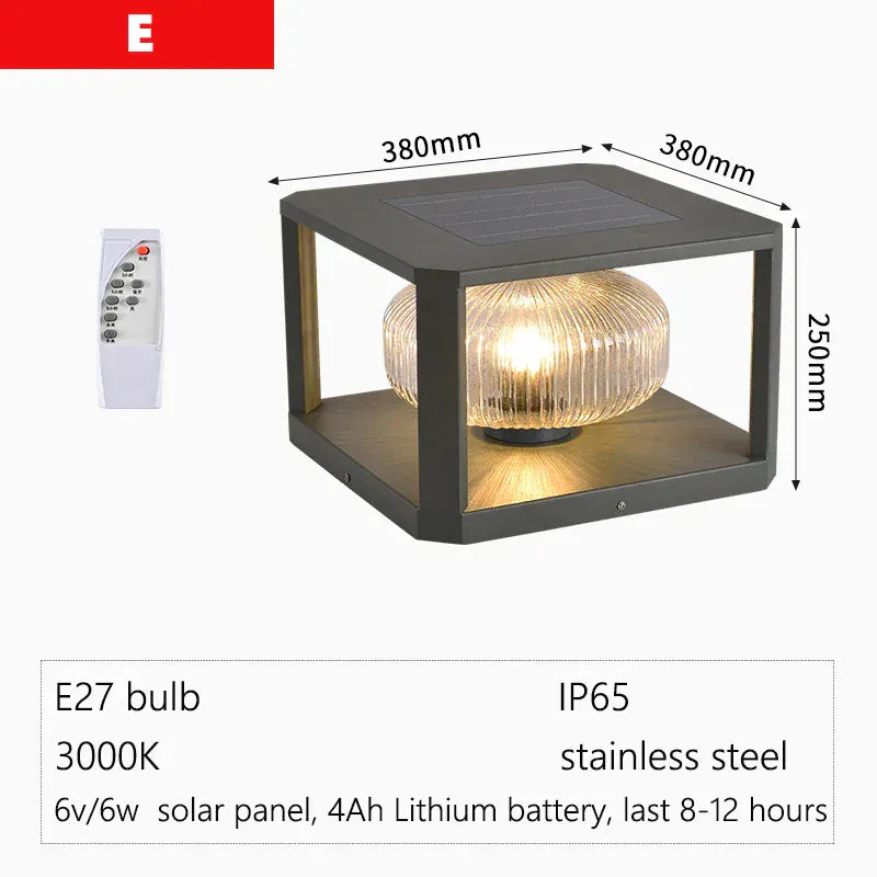 Verthara Premium Solar Garden Lights Pillar Style With Dusk-To-Dawn Sensor – Energy Efficient - IP65 Rated - Outdoor Lighting - Ideal For Pathways - Villa Gates E
