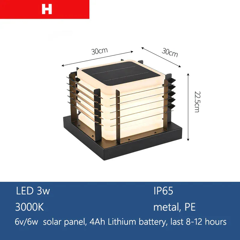 Verthara Premium Solar Garden Lights Pillar Style With Dusk-To-Dawn Sensor – Energy Efficient - IP65 Rated - Outdoor Lighting - Ideal For Pathways - Villa Gates H
