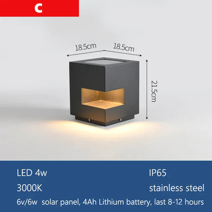 Verthara Premium Solar Garden Lights Pillar Style With Dusk-To-Dawn Sensor – Energy Efficient - IP65 Rated - Outdoor Lighting - Ideal For Pathways - Villa Gates C