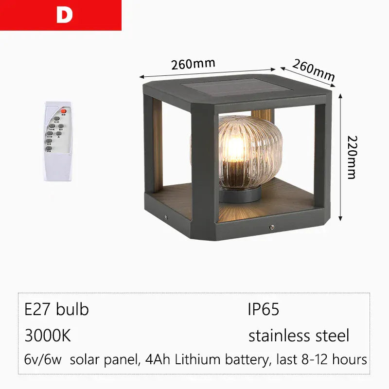 Verthara Premium Solar Garden Lights Pillar Style With Dusk-To-Dawn Sensor – Energy Efficient - IP65 Rated - Outdoor Lighting - Ideal For Pathways - Villa Gates D