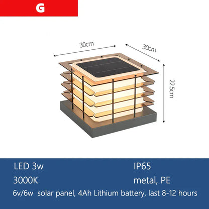 Verthara Premium Solar Garden Lights Pillar Style With Dusk-To-Dawn Sensor – Energy Efficient - IP65 Rated - Outdoor Lighting - Ideal For Pathways - Villa Gates G