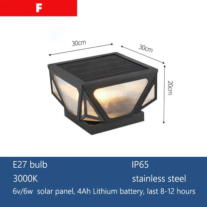 Verthara Premium Solar Garden Lights Pillar Style With Dusk-To-Dawn Sensor – Energy Efficient - IP65 Rated - Outdoor Lighting - Ideal For Pathways - Villa Gates F