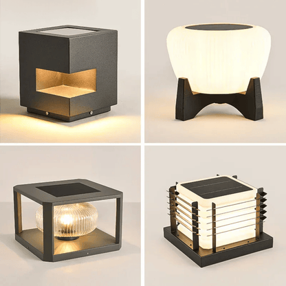 Verthara Premium Solar Garden Lights Pillar Style With Dusk-To-Dawn Sensor – Energy Efficient - IP65 Rated - Outdoor Lighting - Ideal For Pathways - Villa Gates