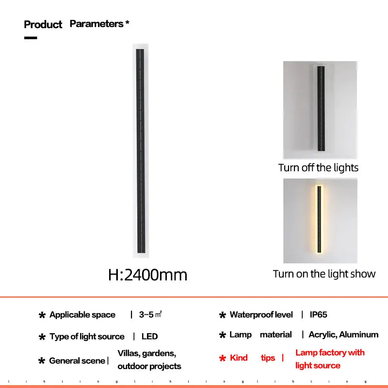 Verthara Premium Solar LED Outdoor Garden Wall Light 240CM / cool  white