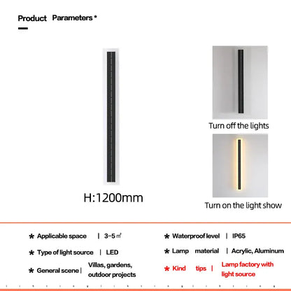 Verthara Premium Solar LED Outdoor Garden Wall Light 120CM / cool  white