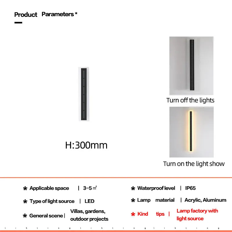 Verthara Premium Solar LED Outdoor Garden Wall Light 30CM / cool  white