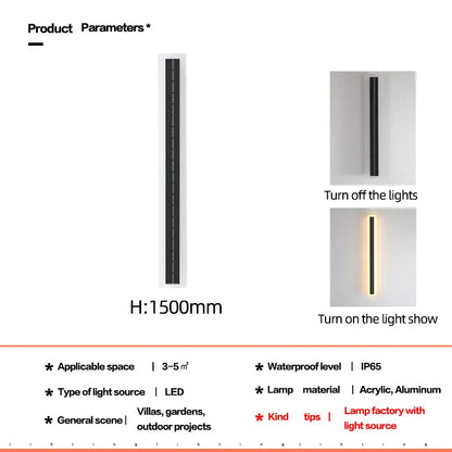 Verthara Premium Solar LED Outdoor Garden Wall Light 150CM / cool  white