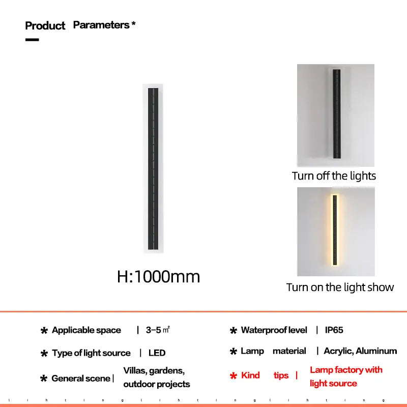 Verthara Premium Solar LED Outdoor Garden Wall Light 100CM / cool  white