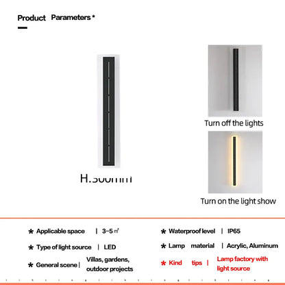 Verthara Premium Solar LED Outdoor Garden Wall Light 80CM / cool  white
