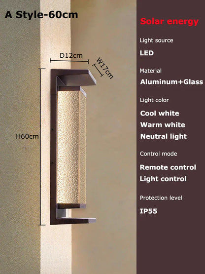 Verthara Premium Solar LED Outdoor Wall Light - Wall-Mounted - Dusk to Dawn - Waterproof - Anti-Rust - Ideal for Patio - Warm White A brown 60cm