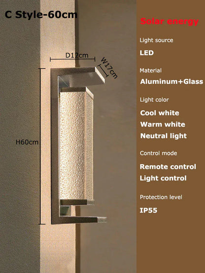 Verthara Premium Solar LED Outdoor Wall Light - Wall-Mounted - Dusk to Dawn - Waterproof - Anti-Rust - Ideal for Patio - Warm White C copper color 60cm