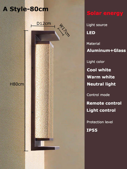 Verthara Premium Solar LED Outdoor Wall Light - Wall-Mounted - Dusk to Dawn - Waterproof - Anti-Rust - Ideal for Patio - Warm White A brown 80cm