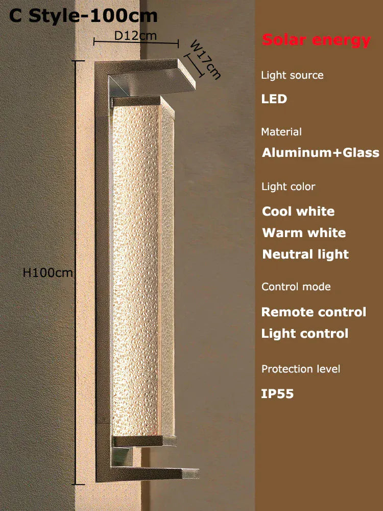 Verthara Premium Solar LED Outdoor Wall Light - Wall-Mounted - Dusk to Dawn - Waterproof - Anti-Rust - Ideal for Patio - Warm White C copper color 100cm